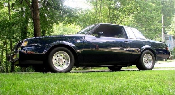 Side view of the dark-blue 1986 Buick T-Type