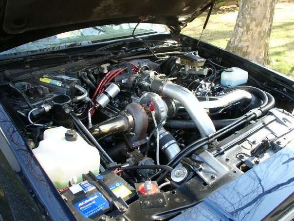 Modified turbocharged engine bay of the 1986 Buick T-Type